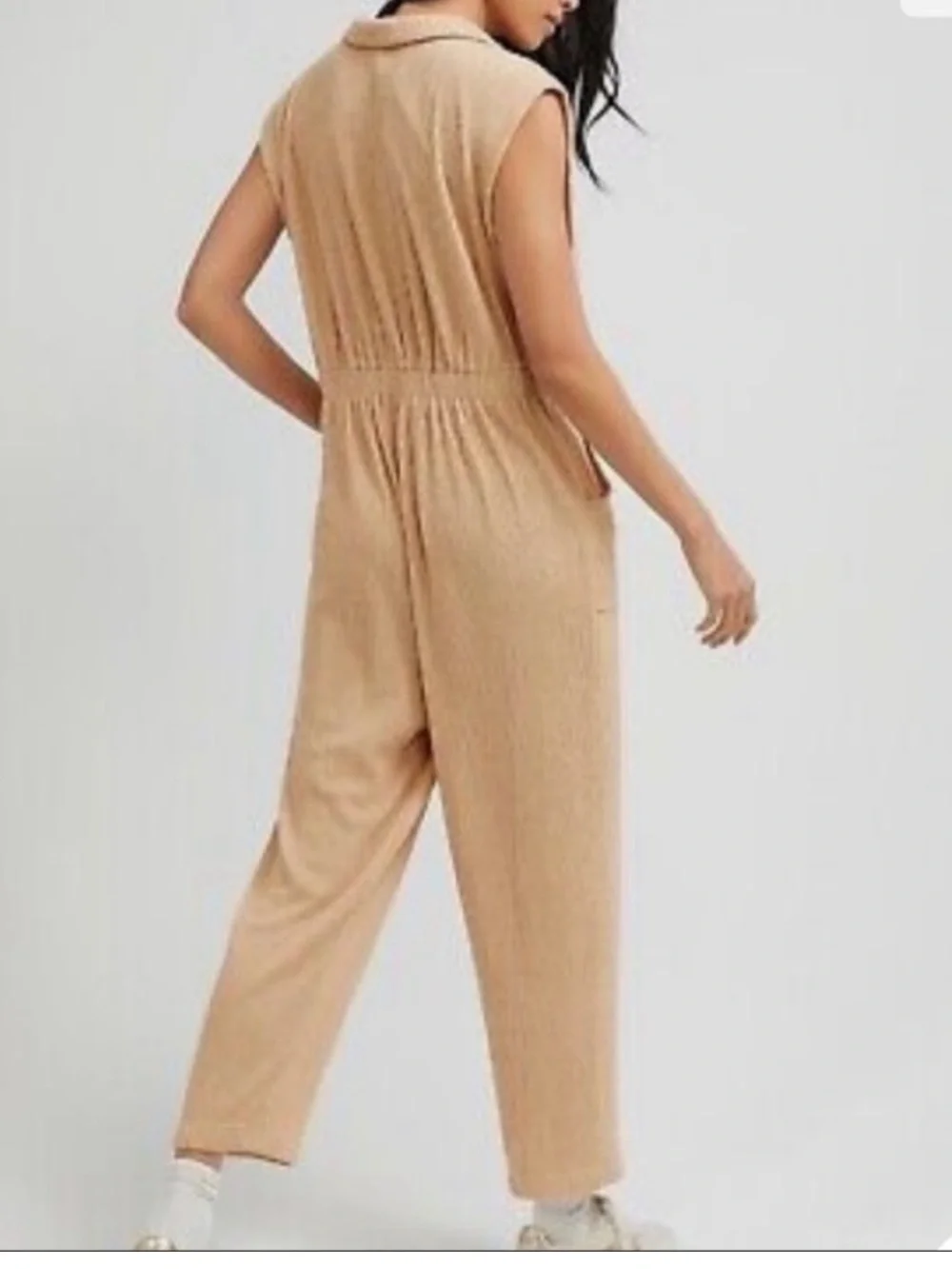 🛍️SALE Free people beach carousel slouchy vneck collar jumpsuit cotton gauze xs